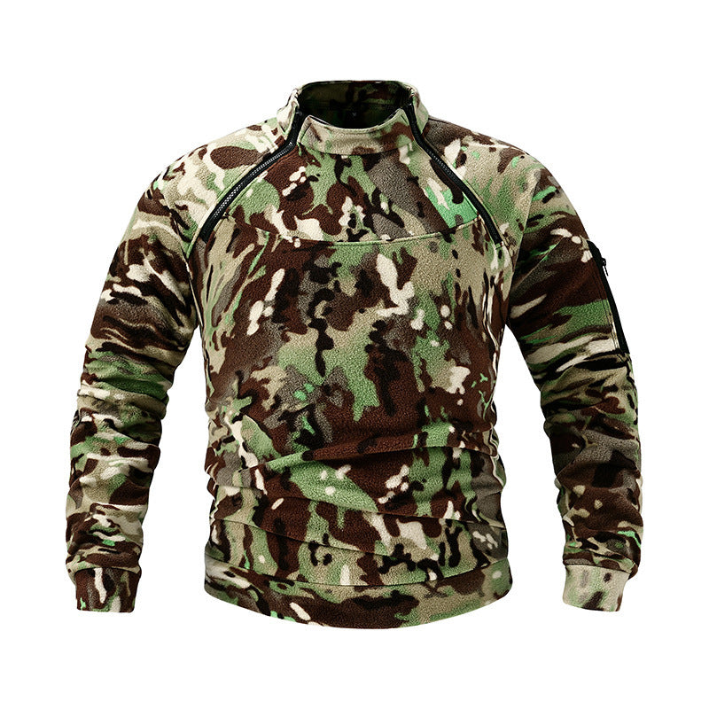 Fleece-sweatshirt i militär stil