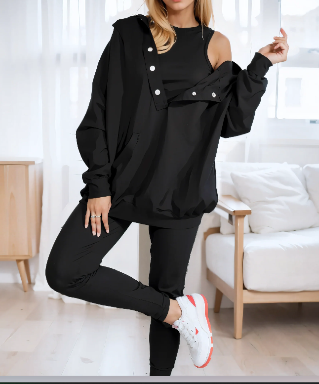 VIRA - Överdimensionerad sweatshirt med huva och avslappnad kostym