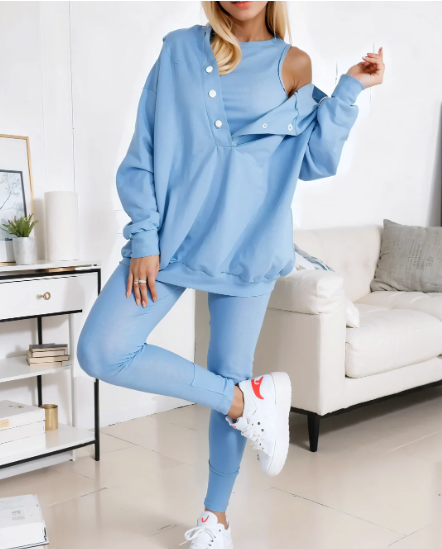 VIRA - Överdimensionerad sweatshirt med huva och avslappnad kostym