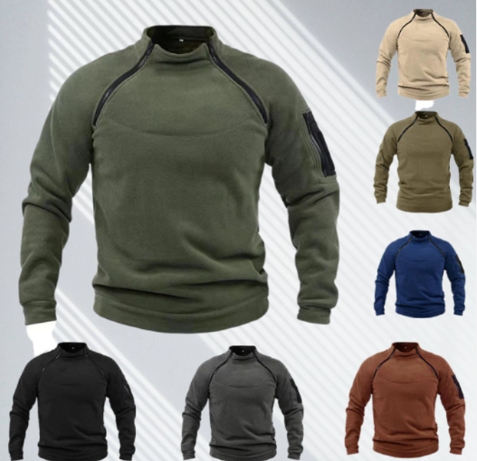 Fleece-sweatshirt i militär stil