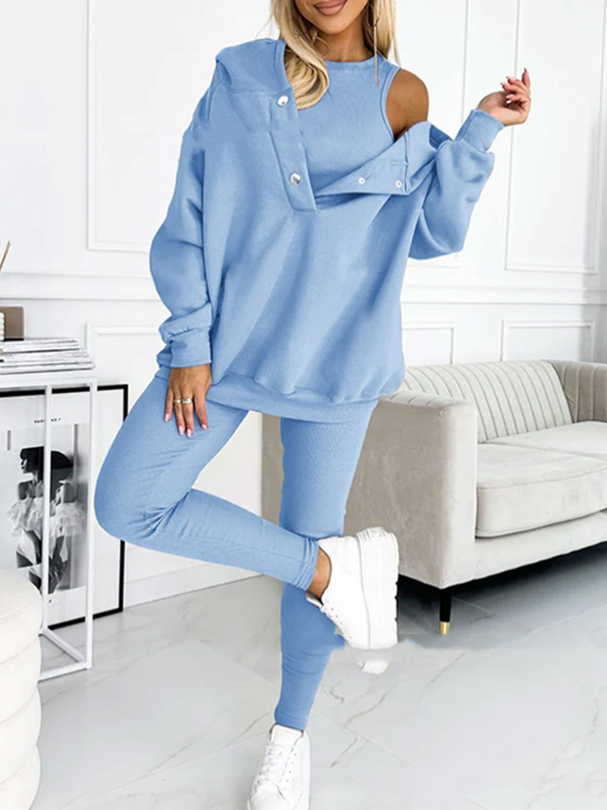VIRA - Överdimensionerad sweatshirt med huva och avslappnad kostym