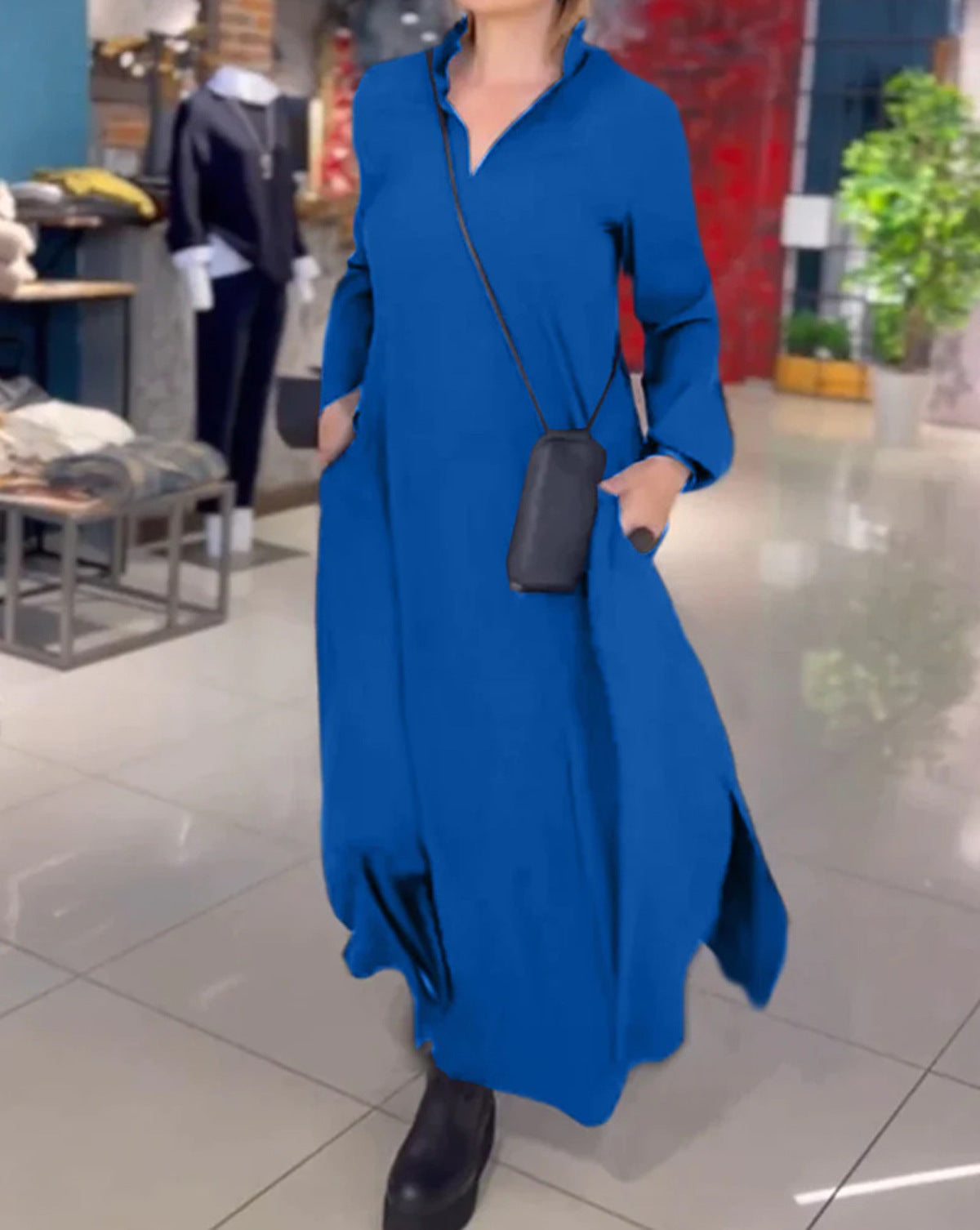 Elissa™ | Lös långklänning med kavajslag och sidoslits
