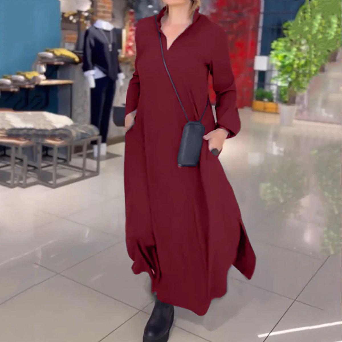 Elissa™ | Lös långklänning med kavajslag och sidoslits