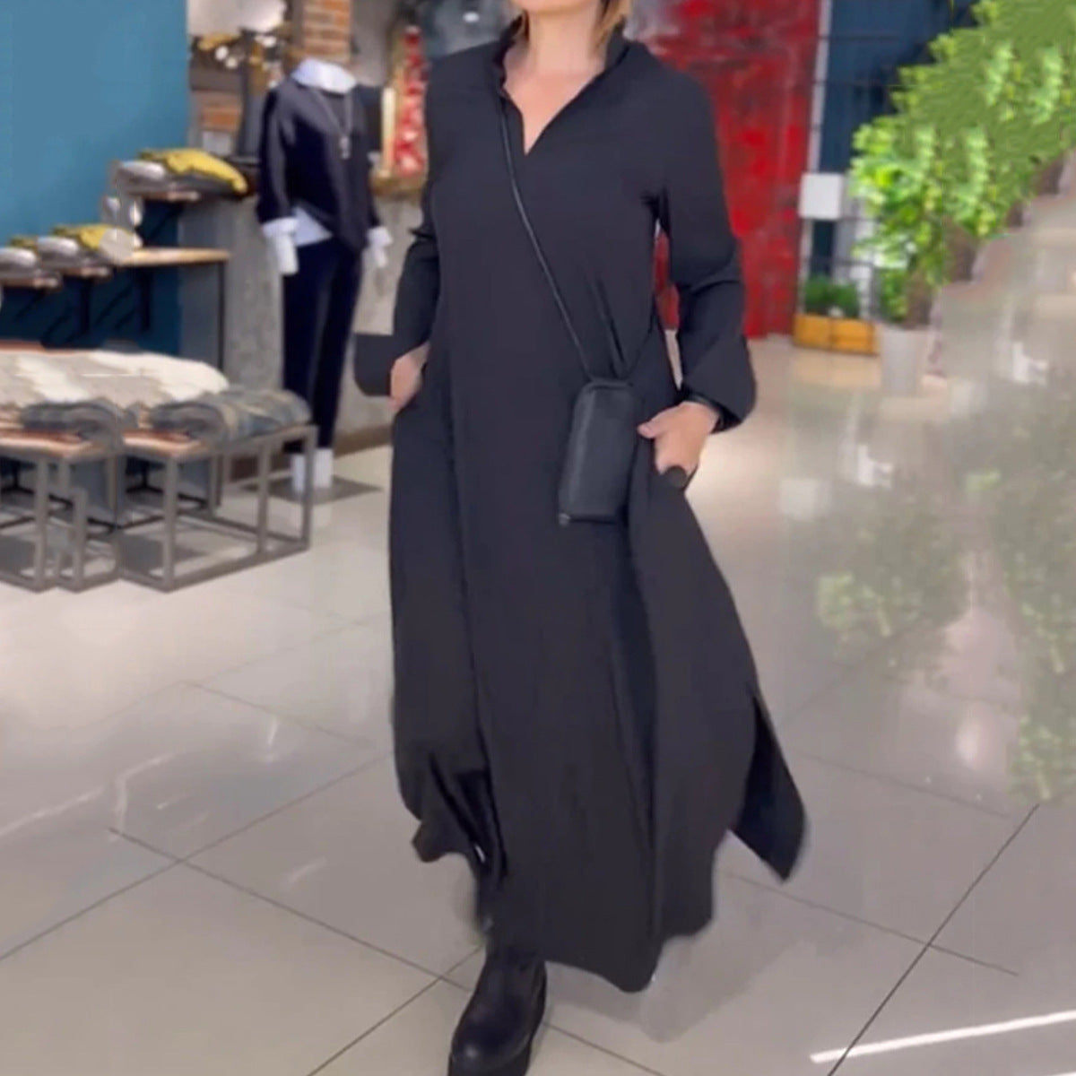 Elissa™ | Lös långklänning med kavajslag och sidoslits