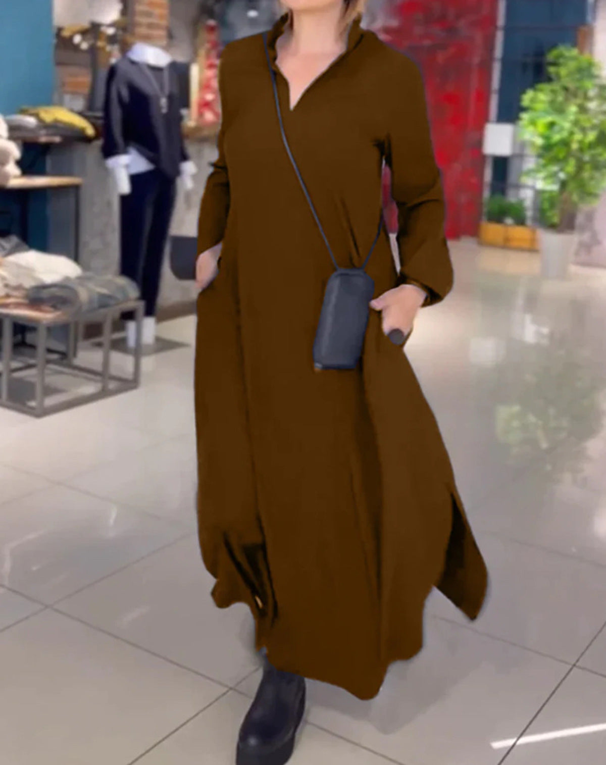 Elissa™ | Lös långklänning med kavajslag och sidoslits