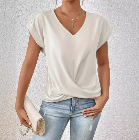 Cleo - Avslappnad T-shirt med hjärtformad halslinje