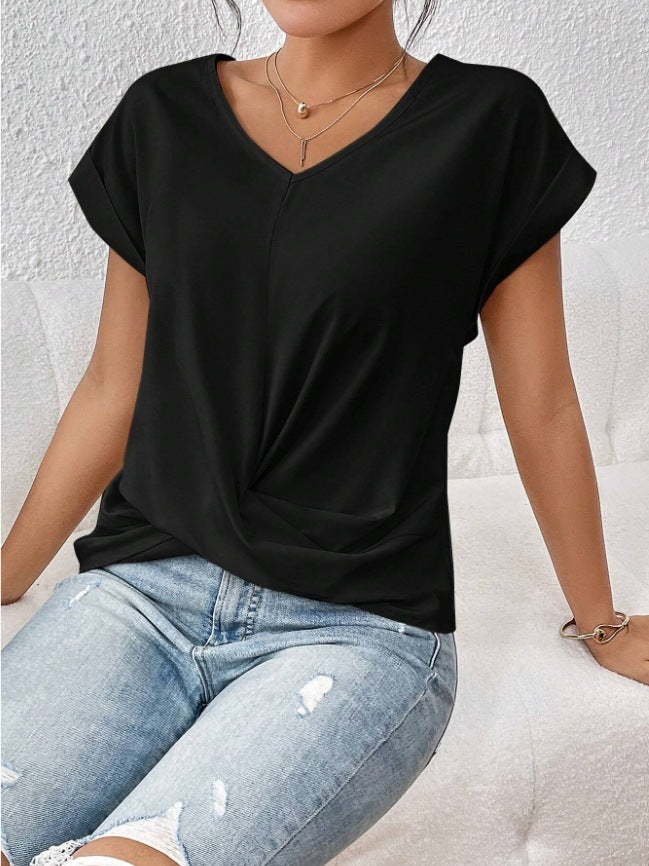 Cleo - Avslappnad T-shirt med hjärtformad halslinje