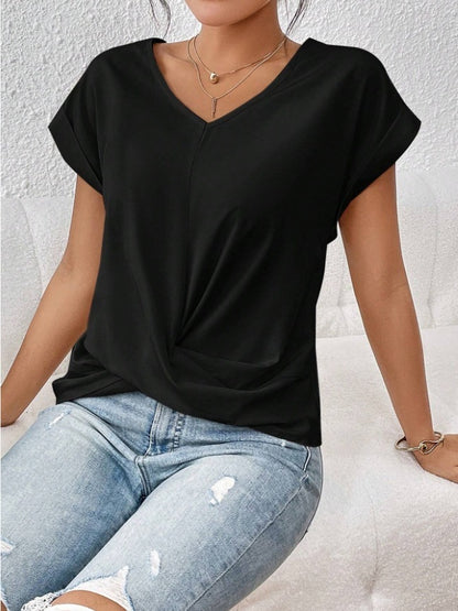 Cleo - Avslappnad T-shirt med hjärtformad halslinje