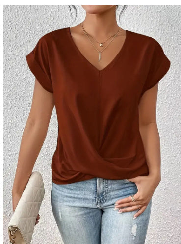 Cleo - Avslappnad T-shirt med hjärtformad halslinje