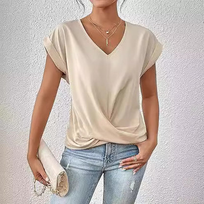 Cleo - Avslappnad T-shirt med hjärtformad halslinje