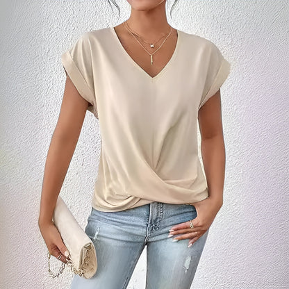 Cleo - Avslappnad T-shirt med hjärtformad halslinje