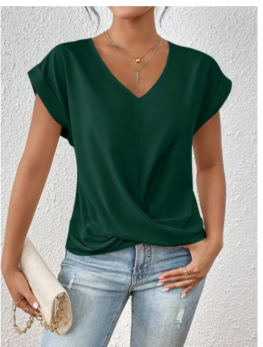Cleo - Avslappnad T-shirt med hjärtformad halslinje