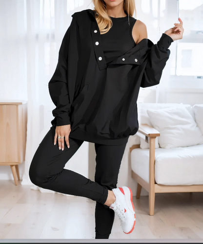 VIRA - Överdimensionerad sweatshirt med huva och avslappnad kostym